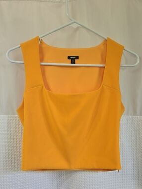 Express Yellow Square Neck Crop Tank Top